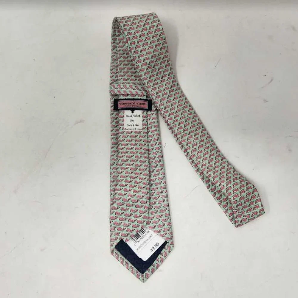 New boys Vineyard Vines classic Watermelon whale printed silk tie